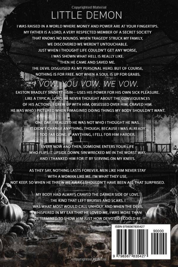Book back cover with text and images of a woman and a man, set against a dark background.