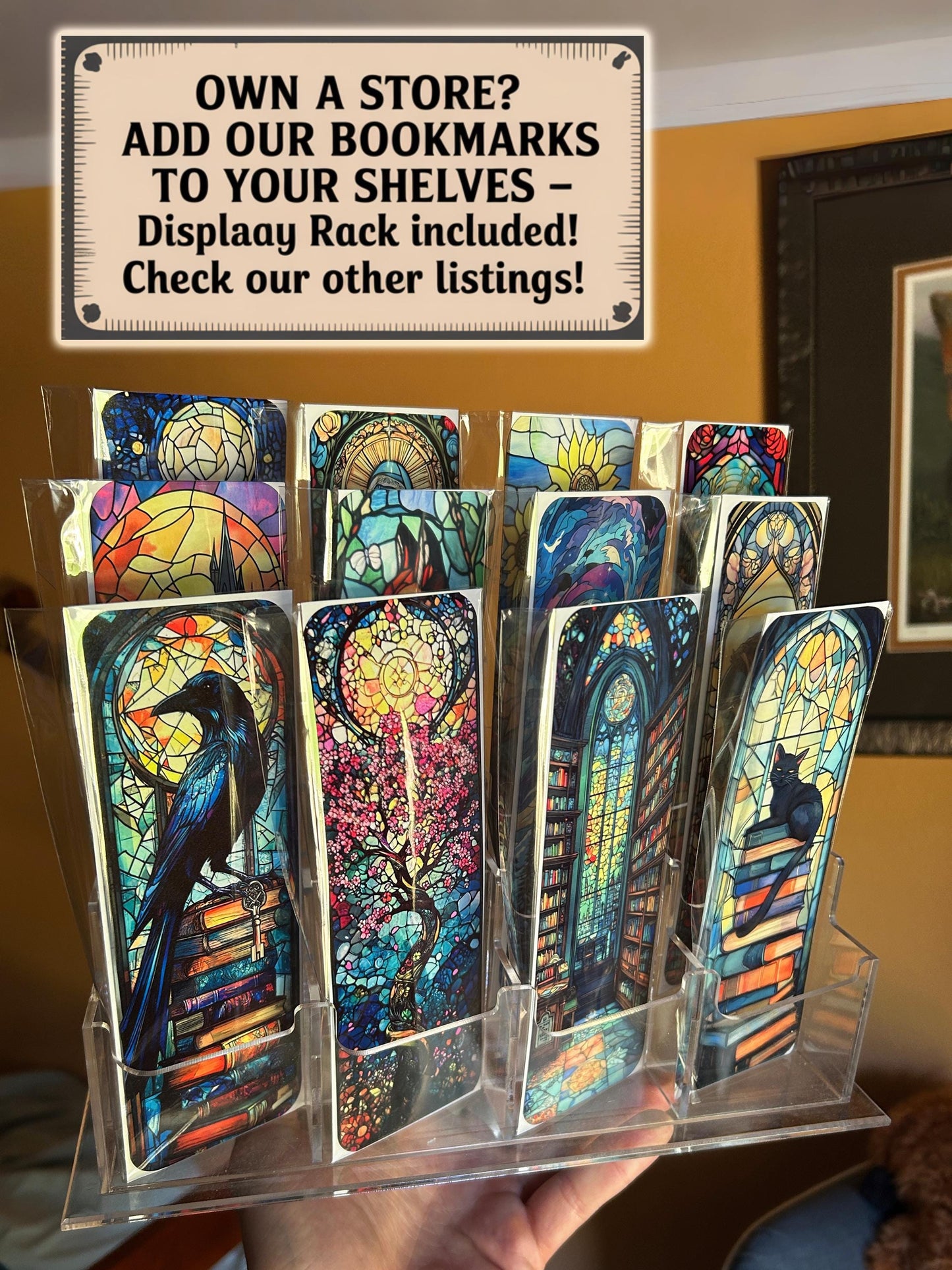 Grand Library Tree Bookmark – Ancient Tree Grows Through Bookshelves, Mystical Fantasy Bookmark for Nature-Loving Readers