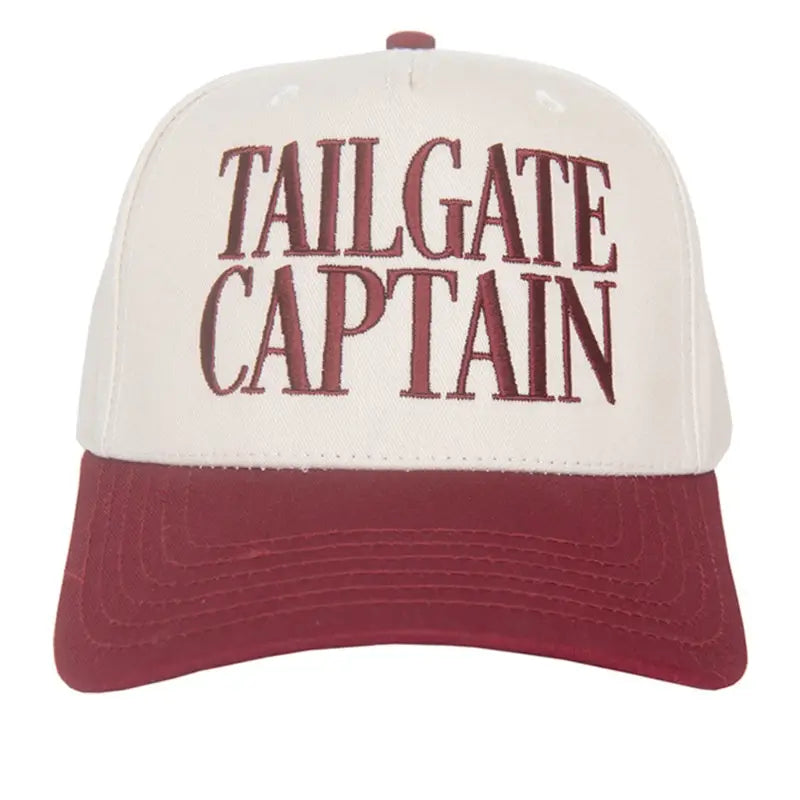 Cap with 'TAILGATE CAPTAIN' text on a white background