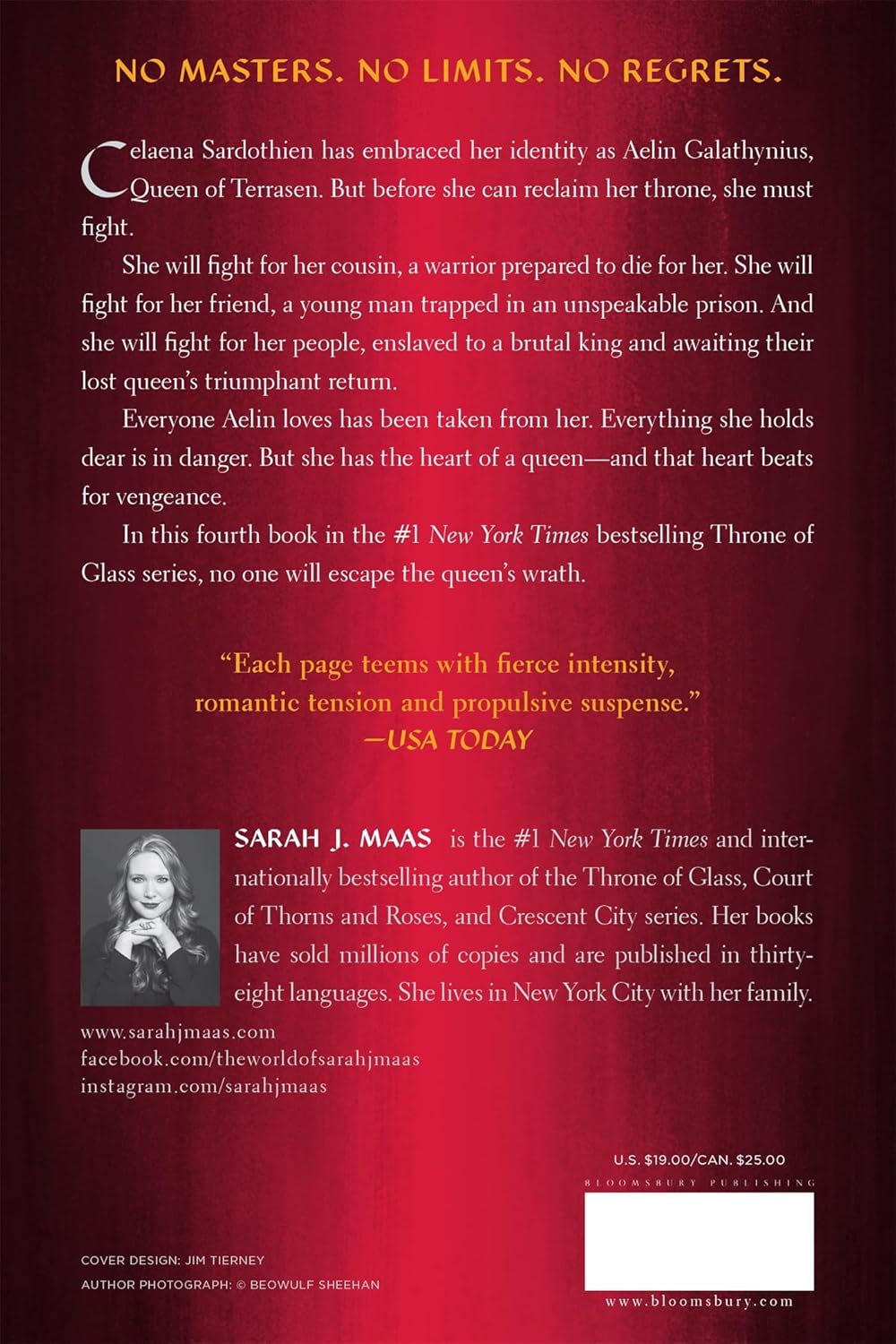 Book cover with promotional text and author information on a red background