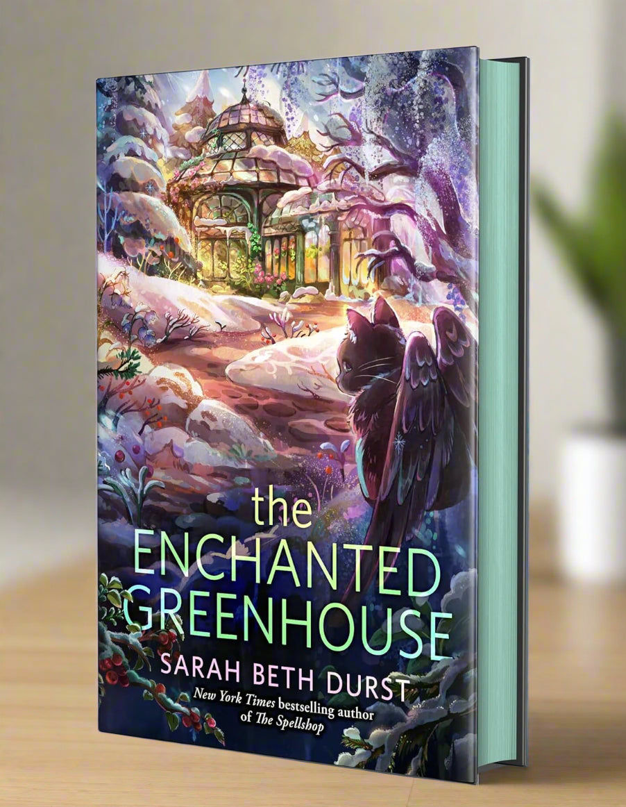 Book cover of 'The Enchanted Greenhouse' by Sarah Beth Durst with a fantasy scene on the cover.