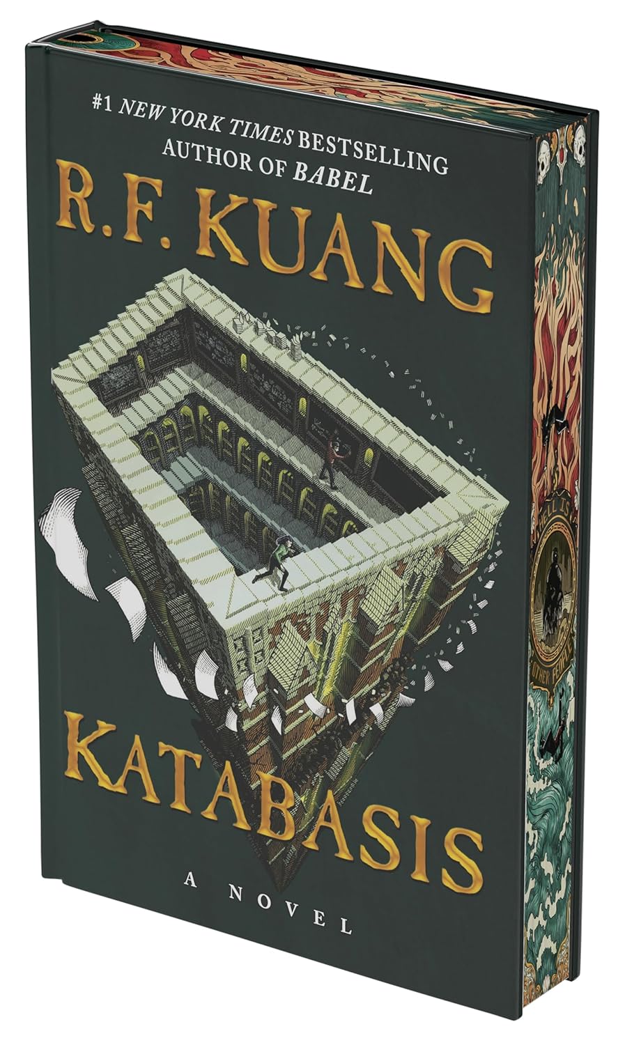 Book cover of 'Katabasis' by R.F. Kuang with architectural illustration and author's name.