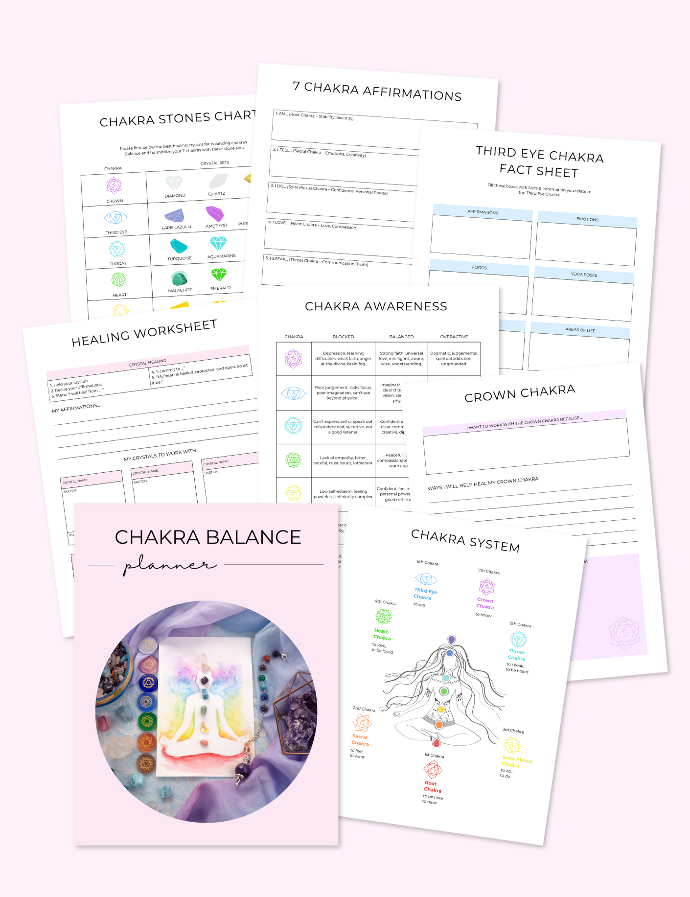 Chakra Balance Planner, Digital Printable Planner