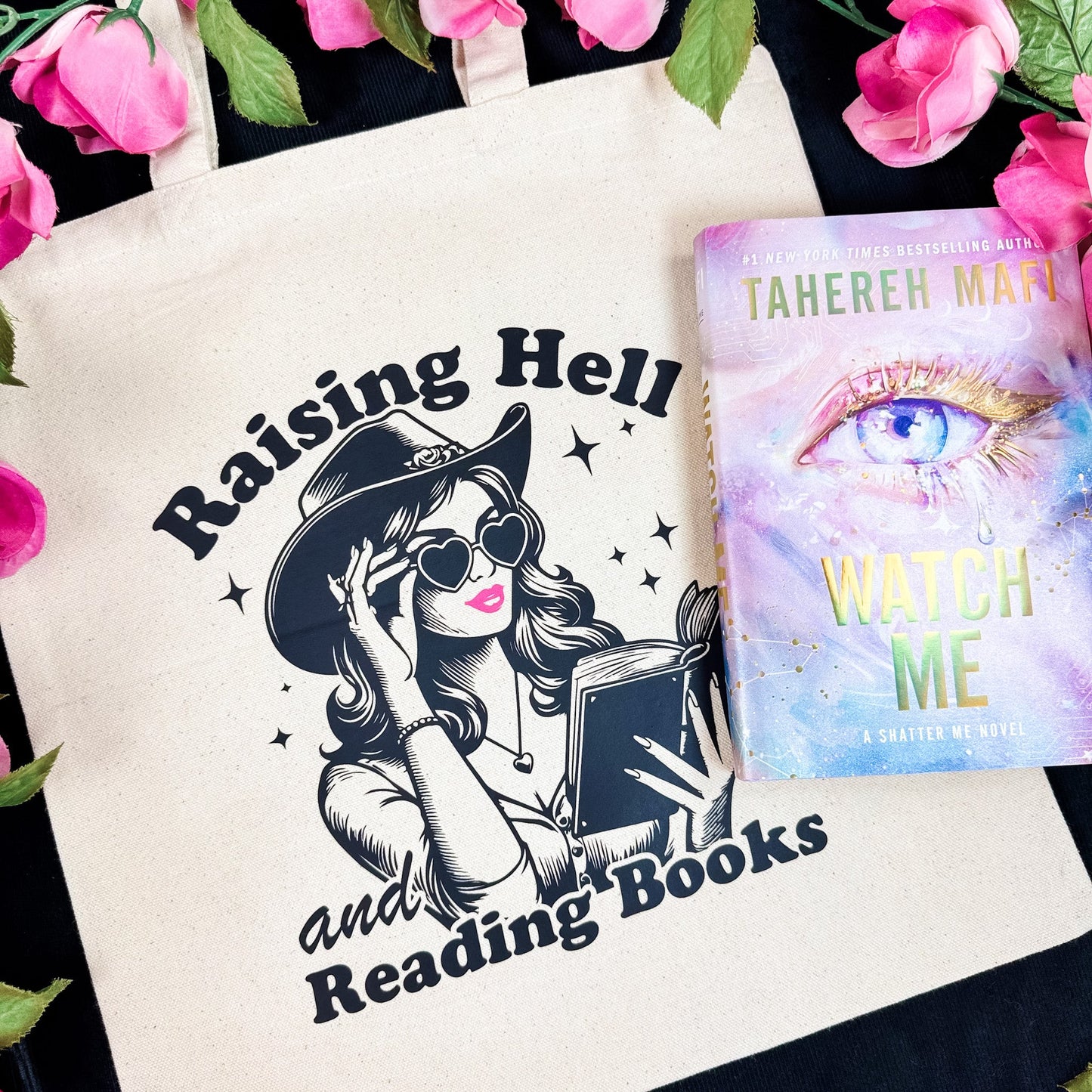 Raising Hell And Reading Books Canvas Tote Bag