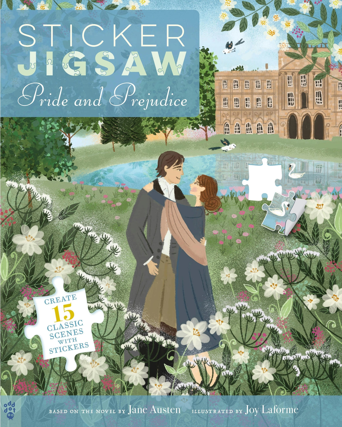 Pride and Prejudice Sticker Jigsaw Jane Austen activity book with 15 classic sticker scenes illustrated by Joy Laforme