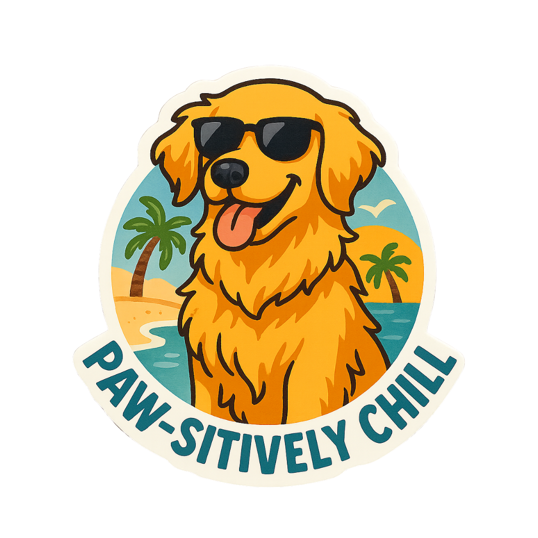 "Paw-sitively Chill" Funny Golden Retriever Dog Sticker