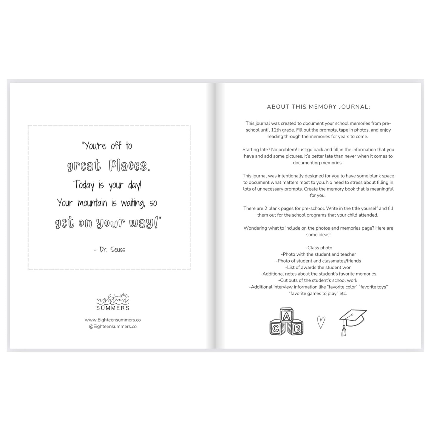 Classic Blue Gingham School Memory Journal