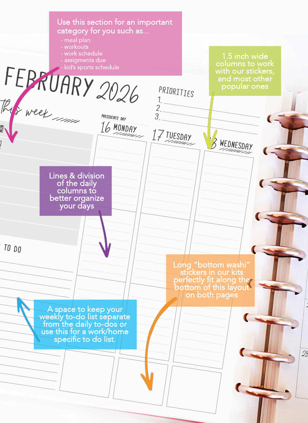 2026 Planner - Vertical Layout, Disc Bound - "Sorrento" (#901)