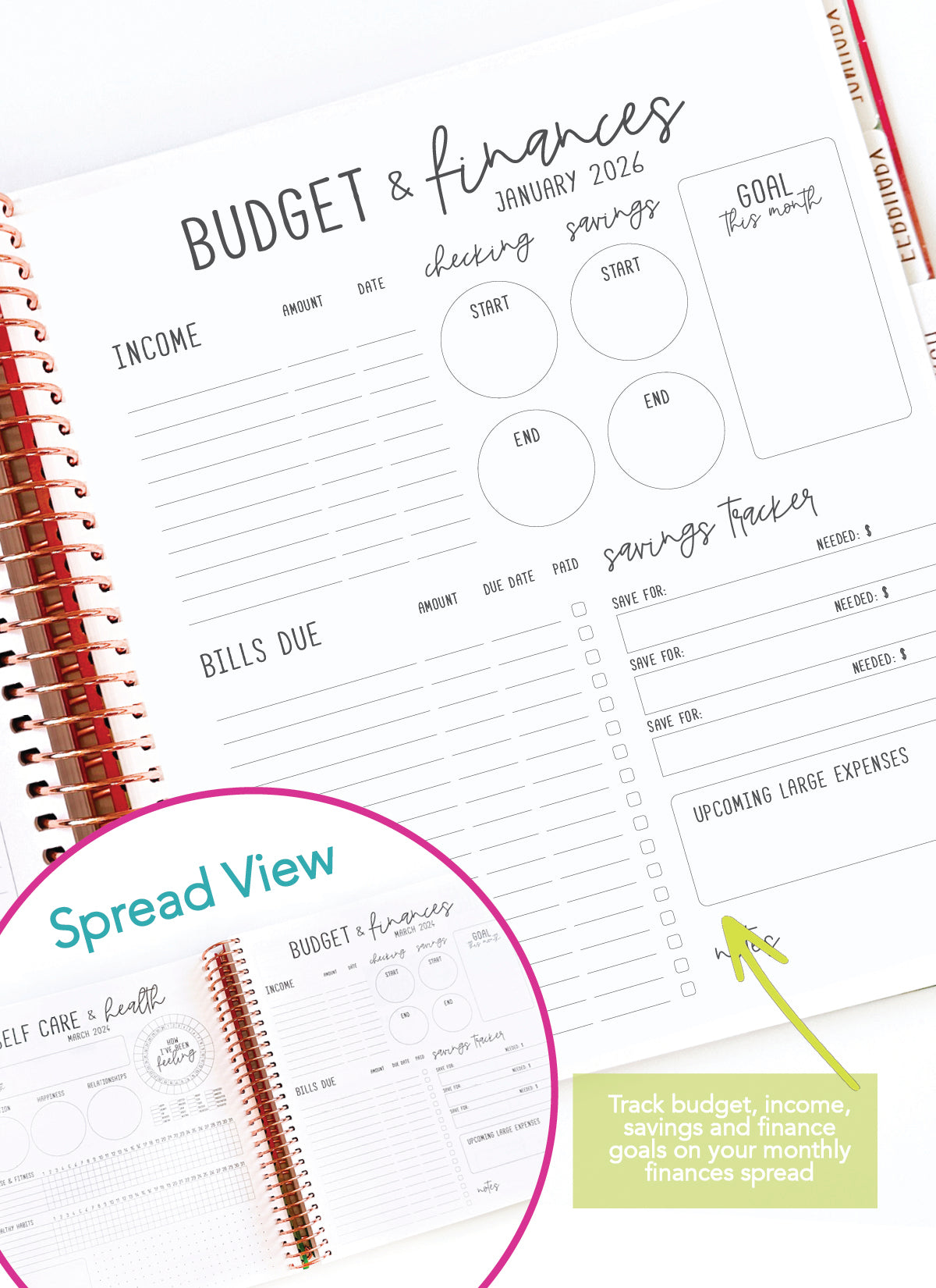 2026 Planner - Vertical Layout, Spiral Bound - "Aurora" (#306)