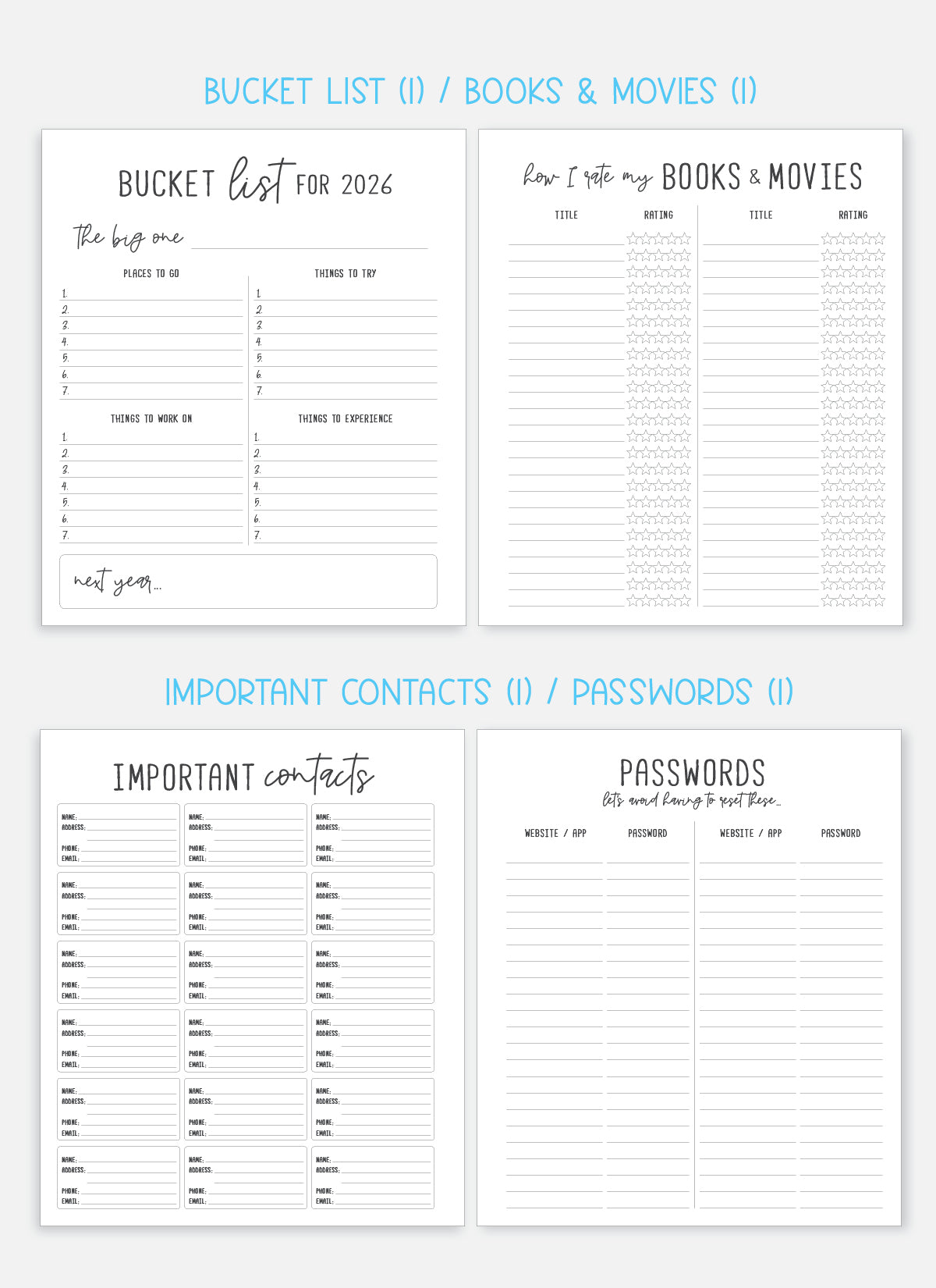 2026 Planner - Vertical Layout, Spiral Bound - "Whimsical" (#302)