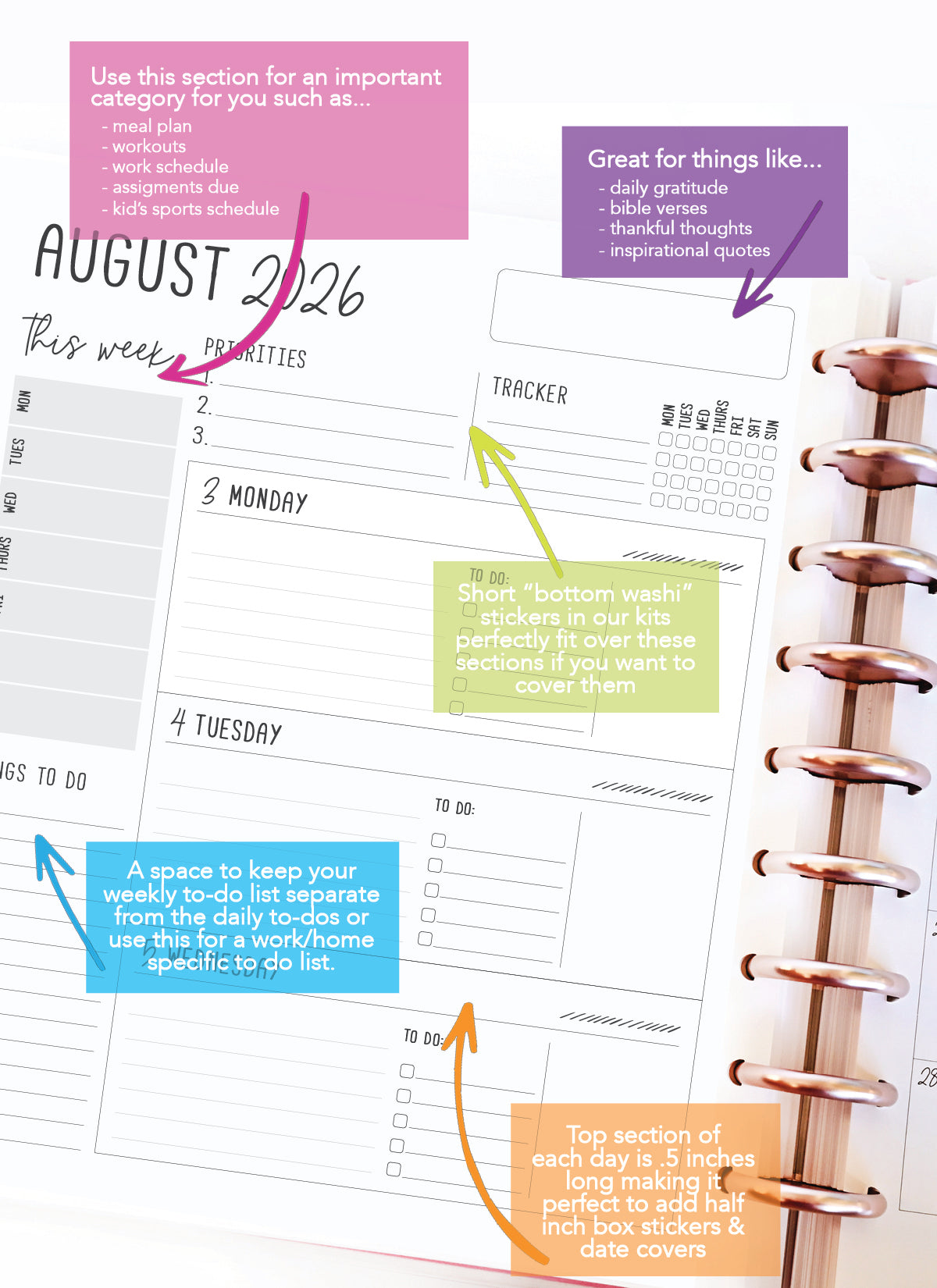 2026 Planner - Horizontal Layout, Disc Bound - "Enchanted" (#705)