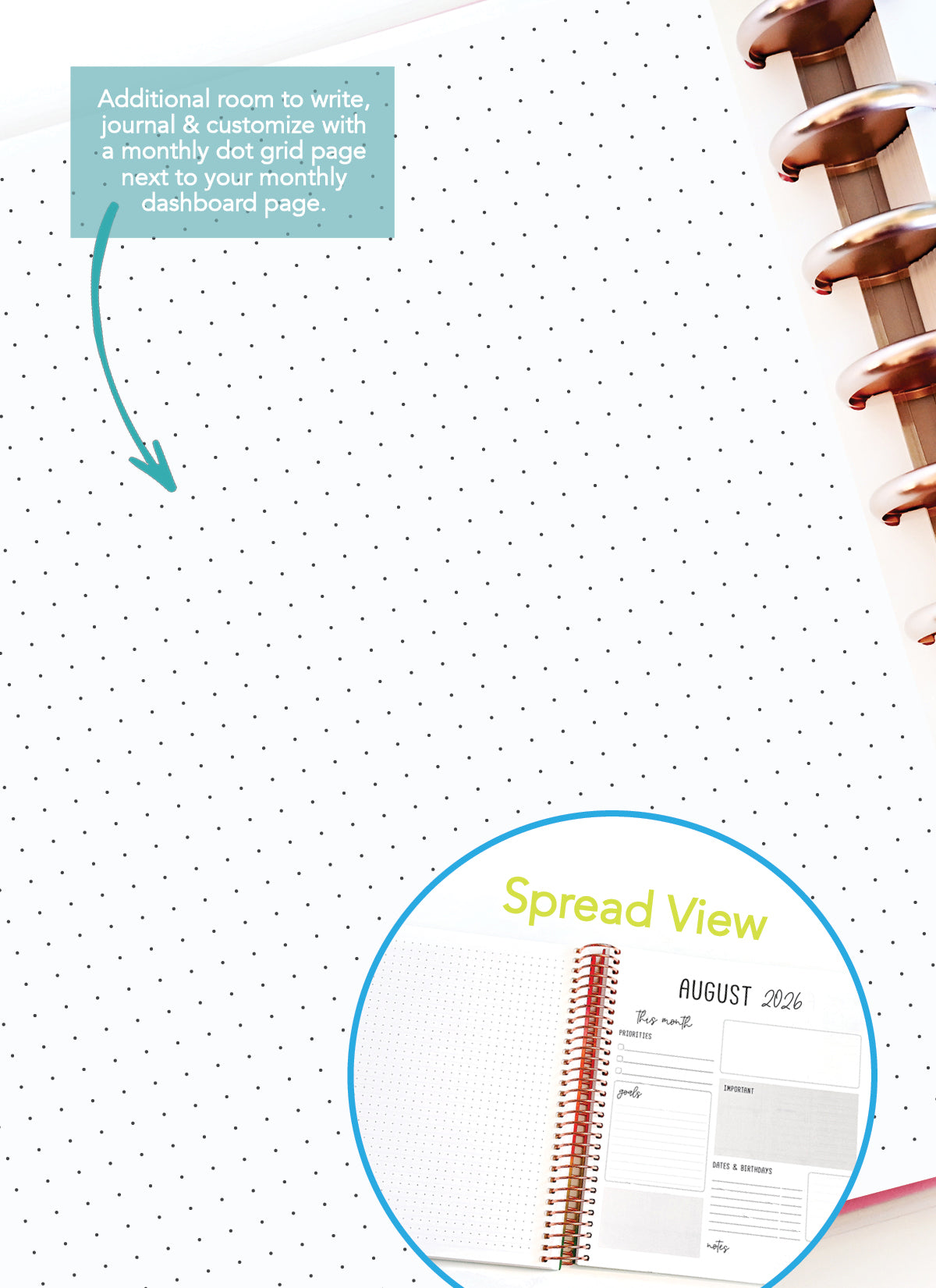 2026 Planner - Horizontal Layout, Disc Bound - "Whimsical" (#702)