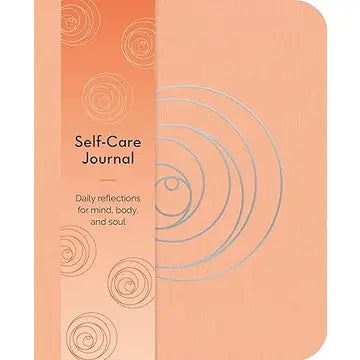Self-care journal with circular patterns on a peach background