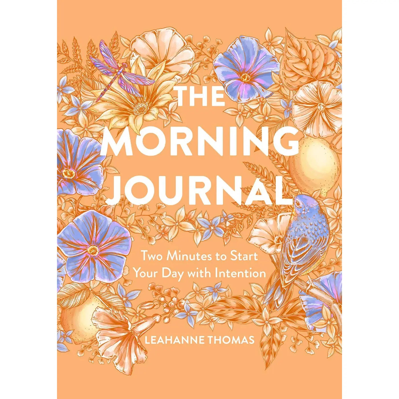 Book cover of 'The Morning Journal' with floral and bird designs on an orange background