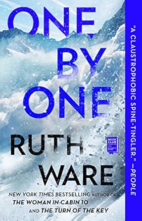 Book cover of 'One by One' by Ruth Ware with a blue and white color scheme.