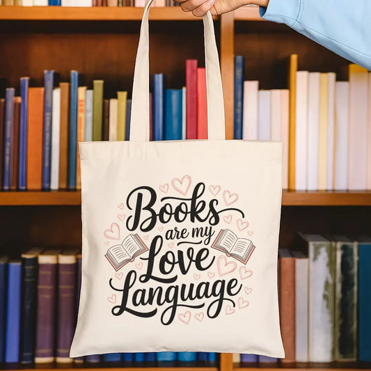 Books Are My Love Language Canvas Tote Bag