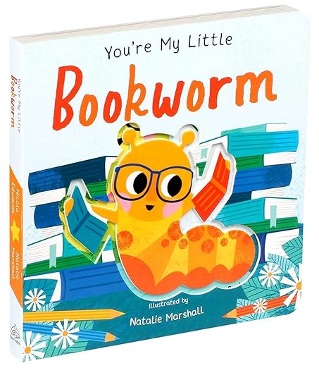 Book titled 'You're My Little Bookworm' with a cartoon worm character on the cover.