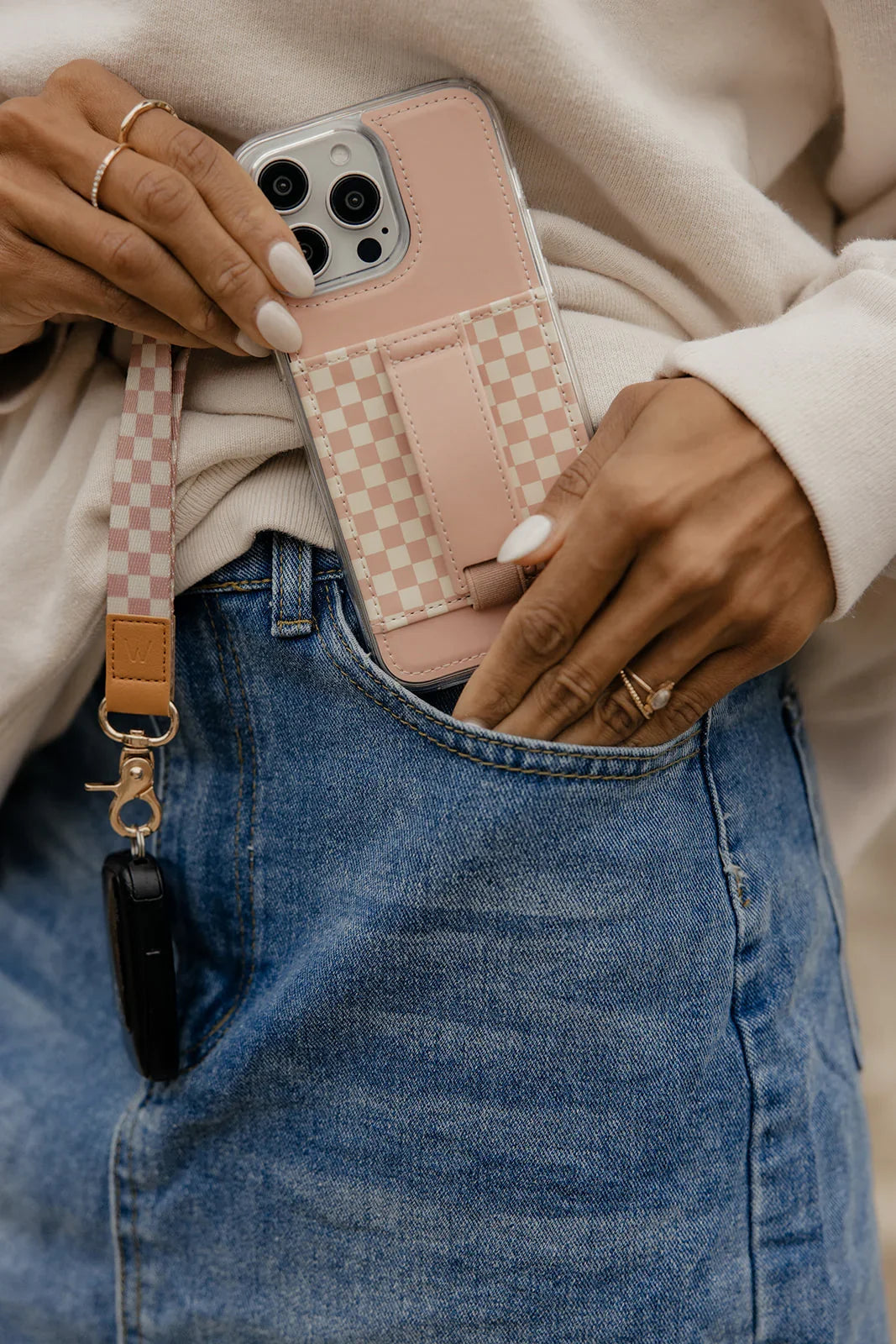 Blush Check, Checkered Wallet Phone Case