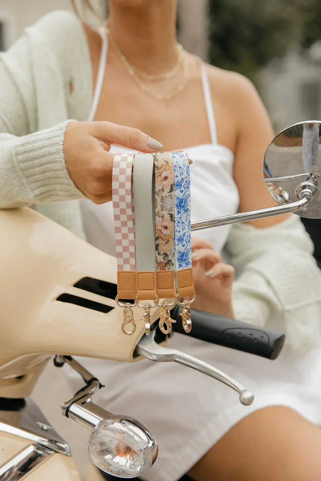 Blue Willow Blue and White Floral Wrist Lanyard