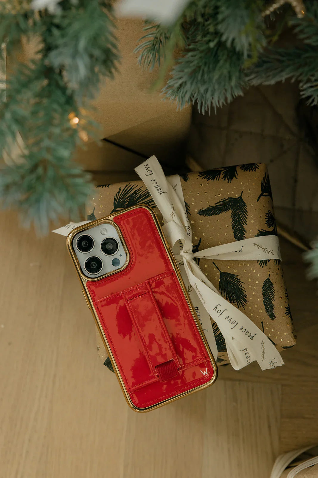 Red Radiance in Gold Patent Leather Phone Case with Wallet