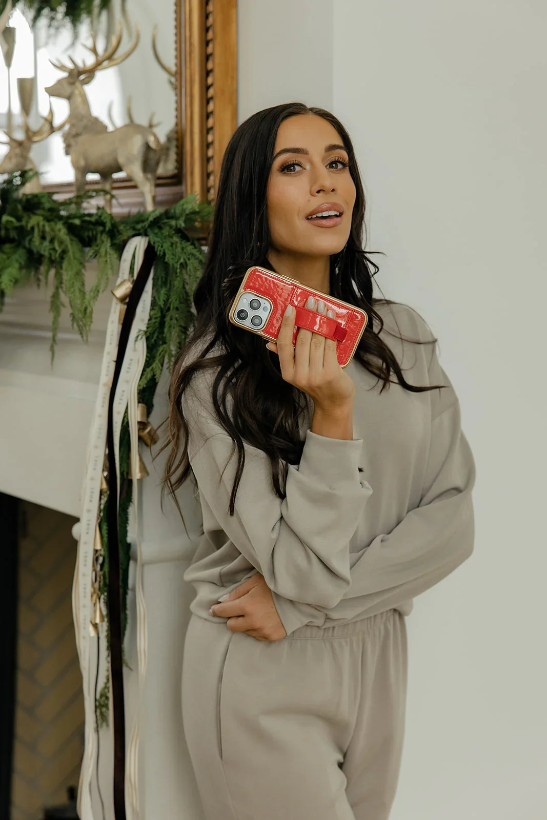 Red Radiance in Gold Patent Leather Phone Case with Wallet