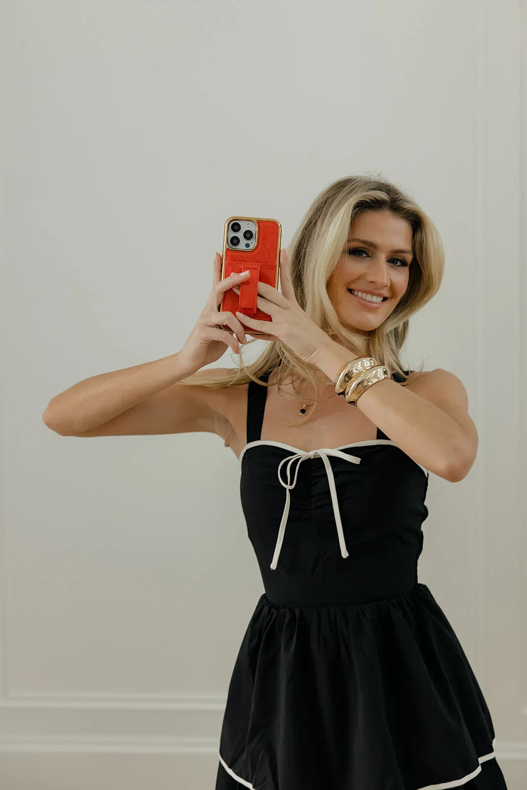 Red Radiance in Gold Patent Leather Phone Case with Wallet