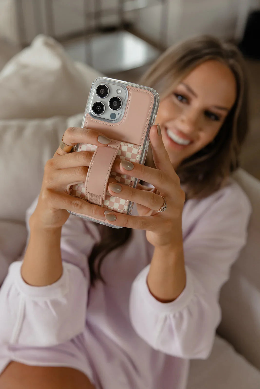 Blush Check, Checkered Wallet Phone Case