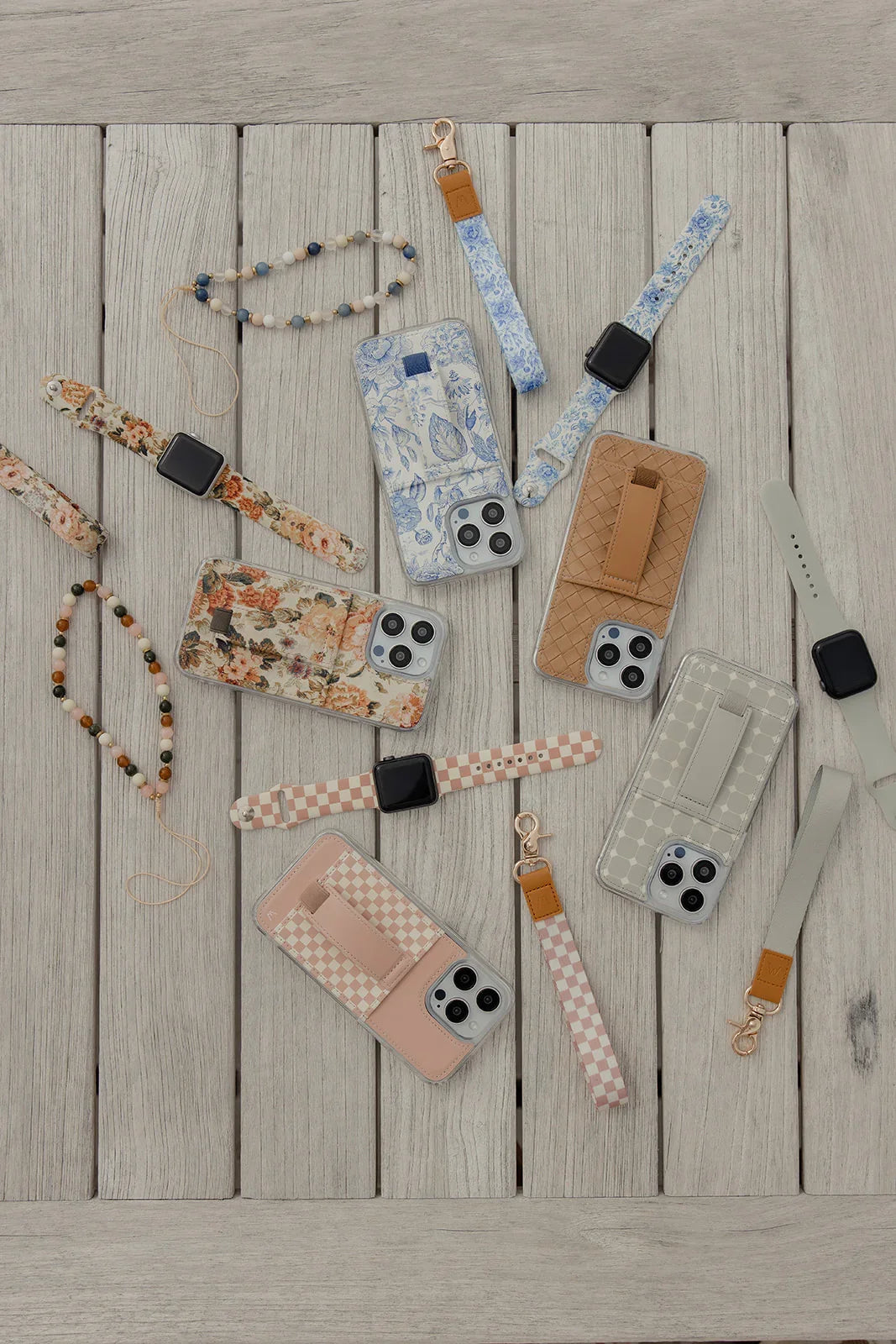 Blue Willow Blue and White Floral Wrist Lanyard