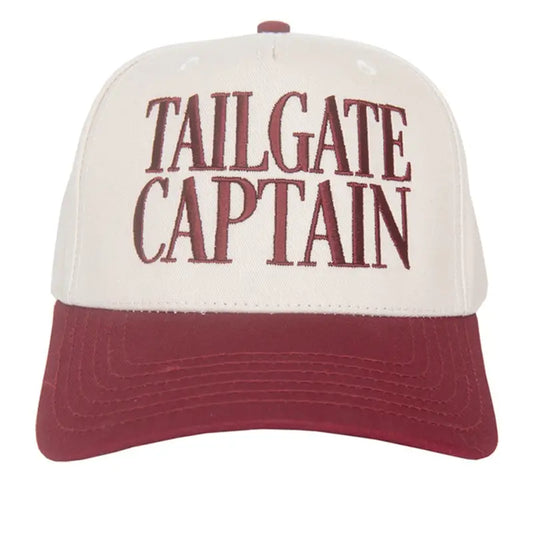 Cap with 'TAILGATE CAPTAIN' text on a white background