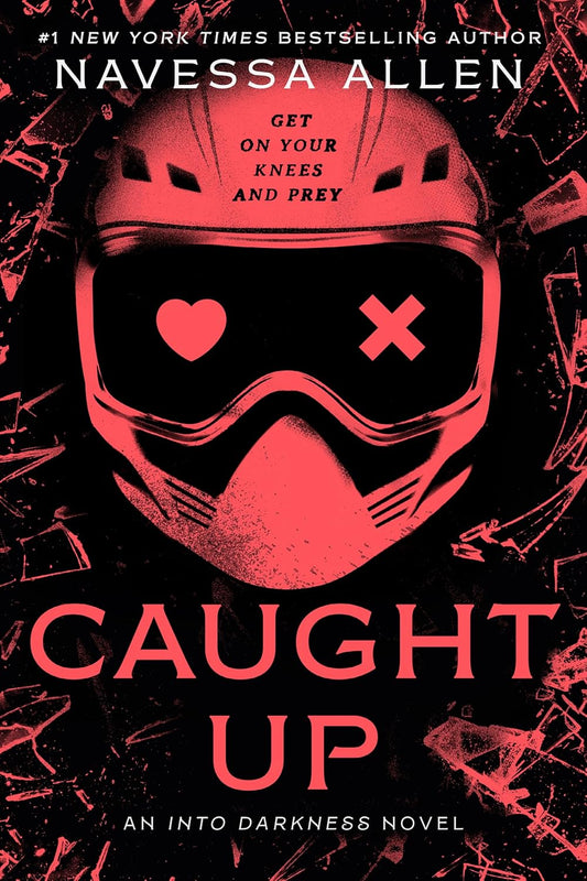 Book cover of 'Caught Up' by Navessa Allen with a red helmet design on a black background.
