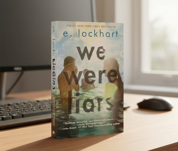 Book cover of 'We Were Liars' by e. lockhart with two people in water.