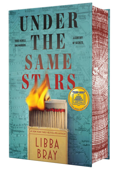 Book cover of 'Under the Same Stars' by Libba Bray with matches and fire design.