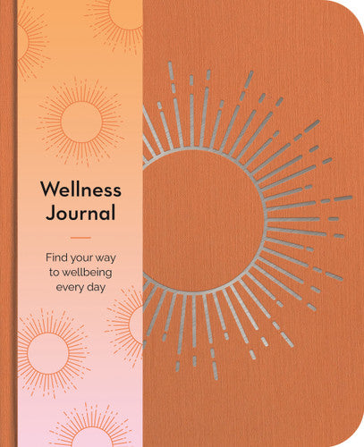 Wellness journal with sun design and text on orange cover