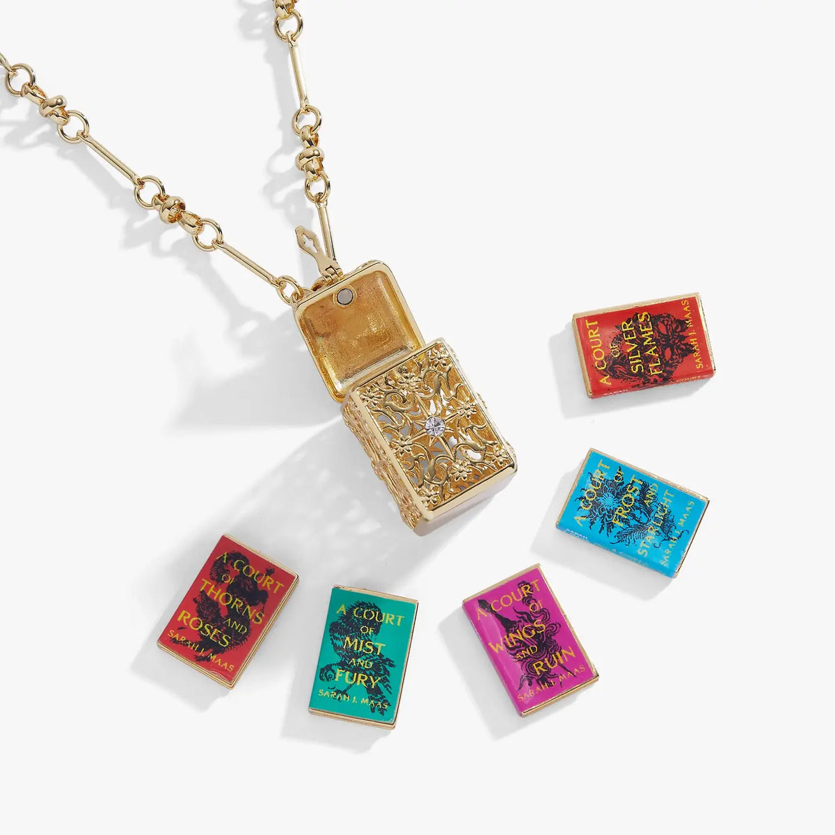 ACOTAR Book Stack Gold Necklace| Removable Mini Books
