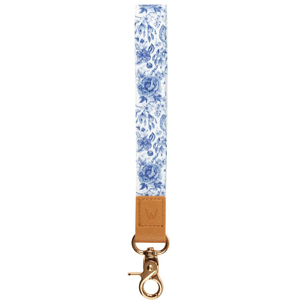 Blue Willow Blue and White Floral Wrist Lanyard