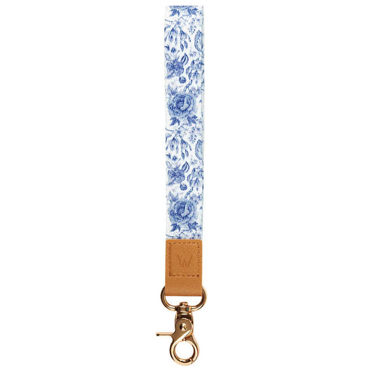 Blue Willow Blue and White Floral Wrist Lanyard