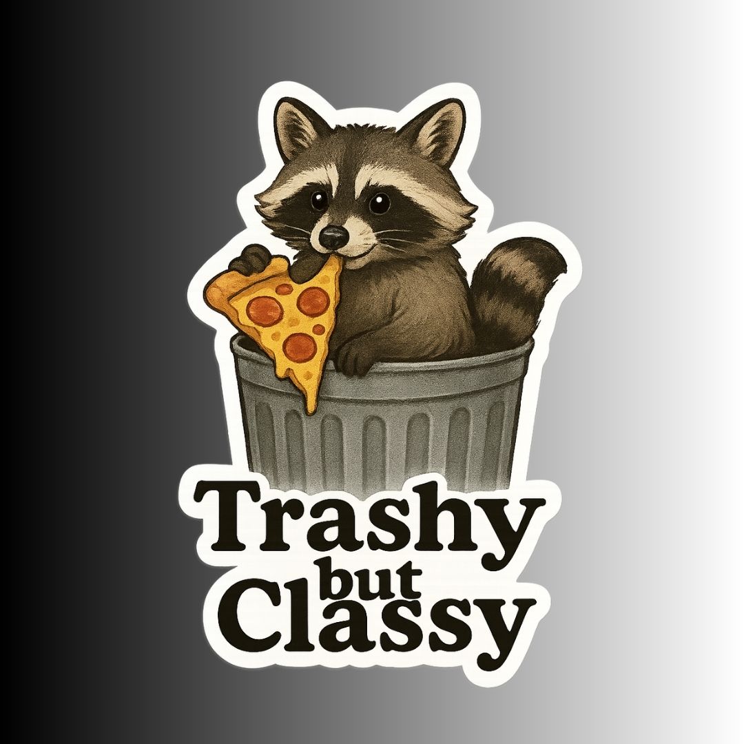 "Trashy but Classy" Funny Raccoon / Trash Panda Sticker