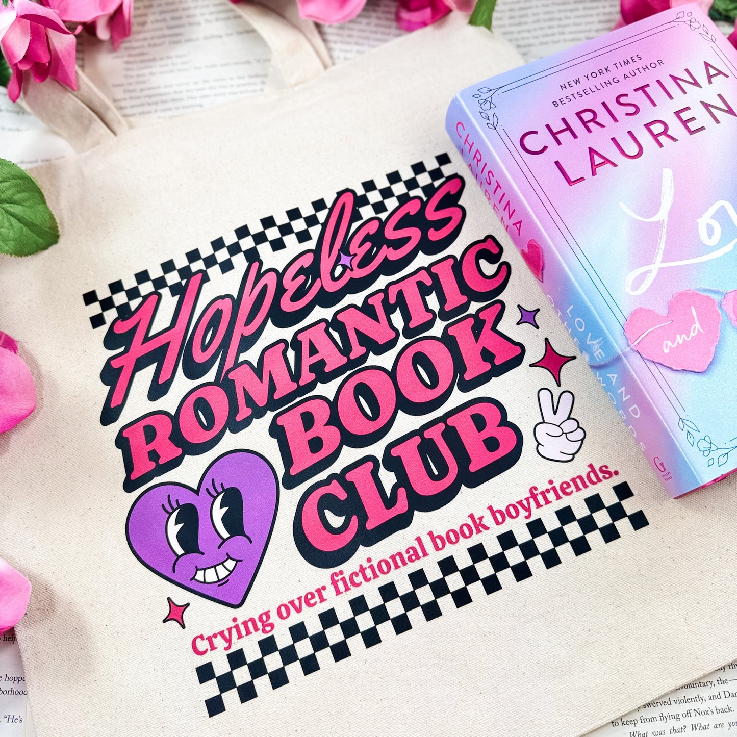 Hopeless Romantic Book Club Canvas Tote Bag