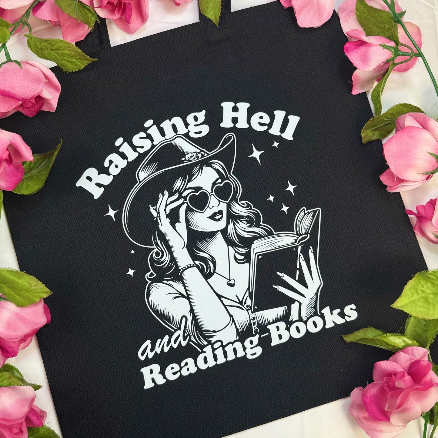 Raising Hell And Reading Books Canvas Tote Bag