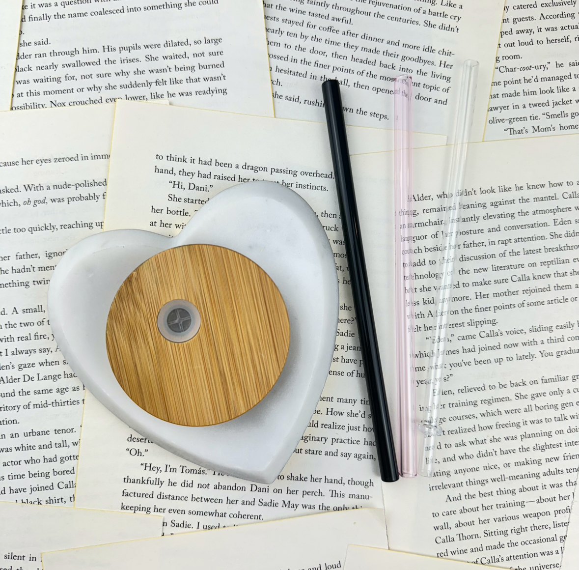 Smutty Book Energy | Bookish Glass Cup with Bamboo Lid and Straw