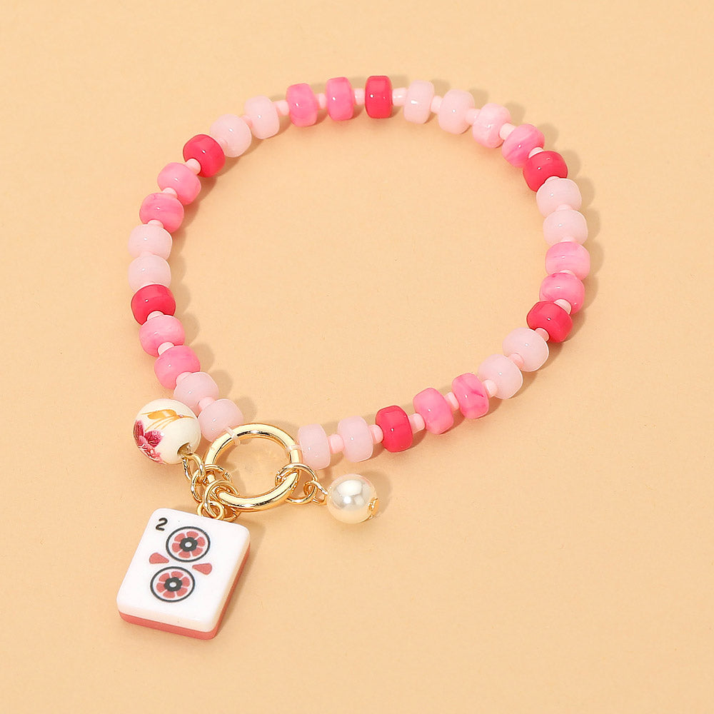 Mahjong Tile Charm Bracelet | Beaded Mahjong Jewelry & Gift