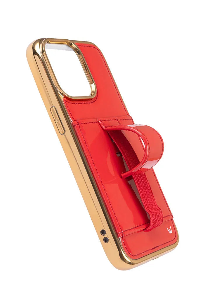 Red Radiance in Gold Patent Leather Phone Case with Wallet