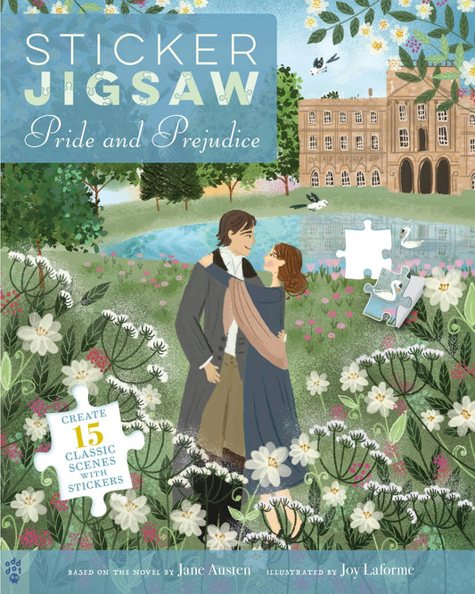 Pride and Prejudice Sticker Jigsaw Jane Austen activity book with 15 classic sticker scenes illustrated by Joy Laforme