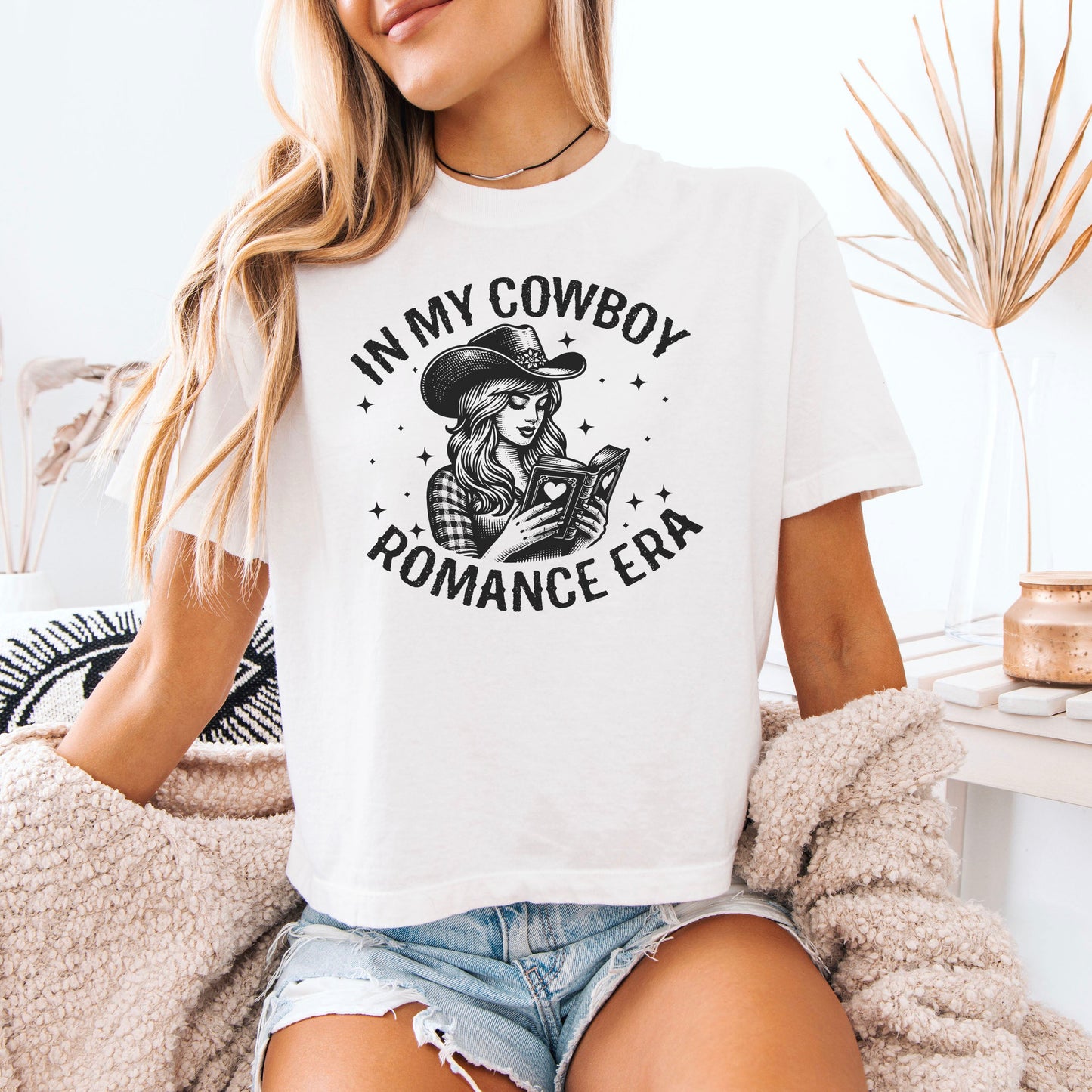 In My Cowboy Romance Era Comfort Colors Boxy Cropped Shirt