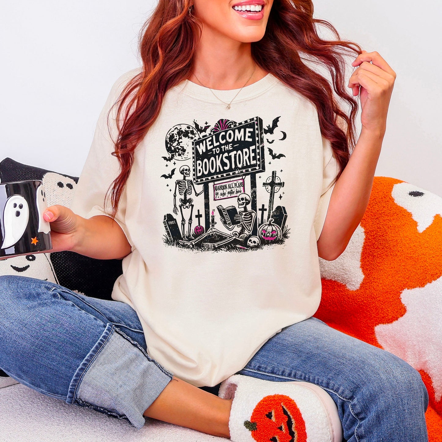 Welcome To The Bookstore Comfort Colors Heavyweight Shirt | Halloween Bookworm Tee