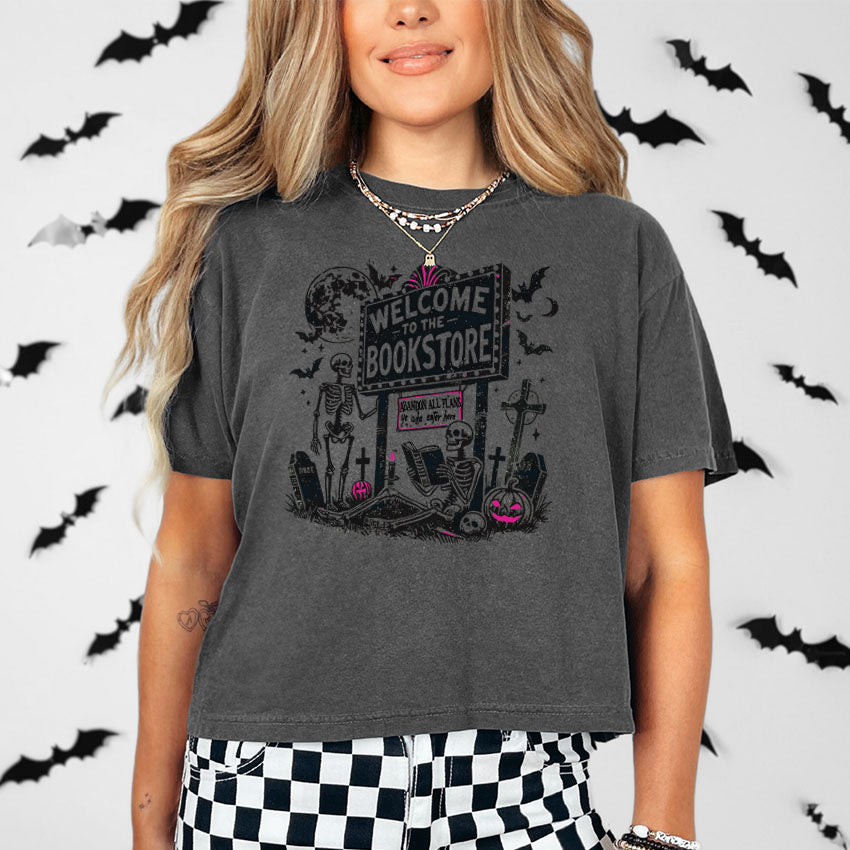 Welcome to the Bookstore Heavyweight Comfort Colors Boxy Cropped Tee