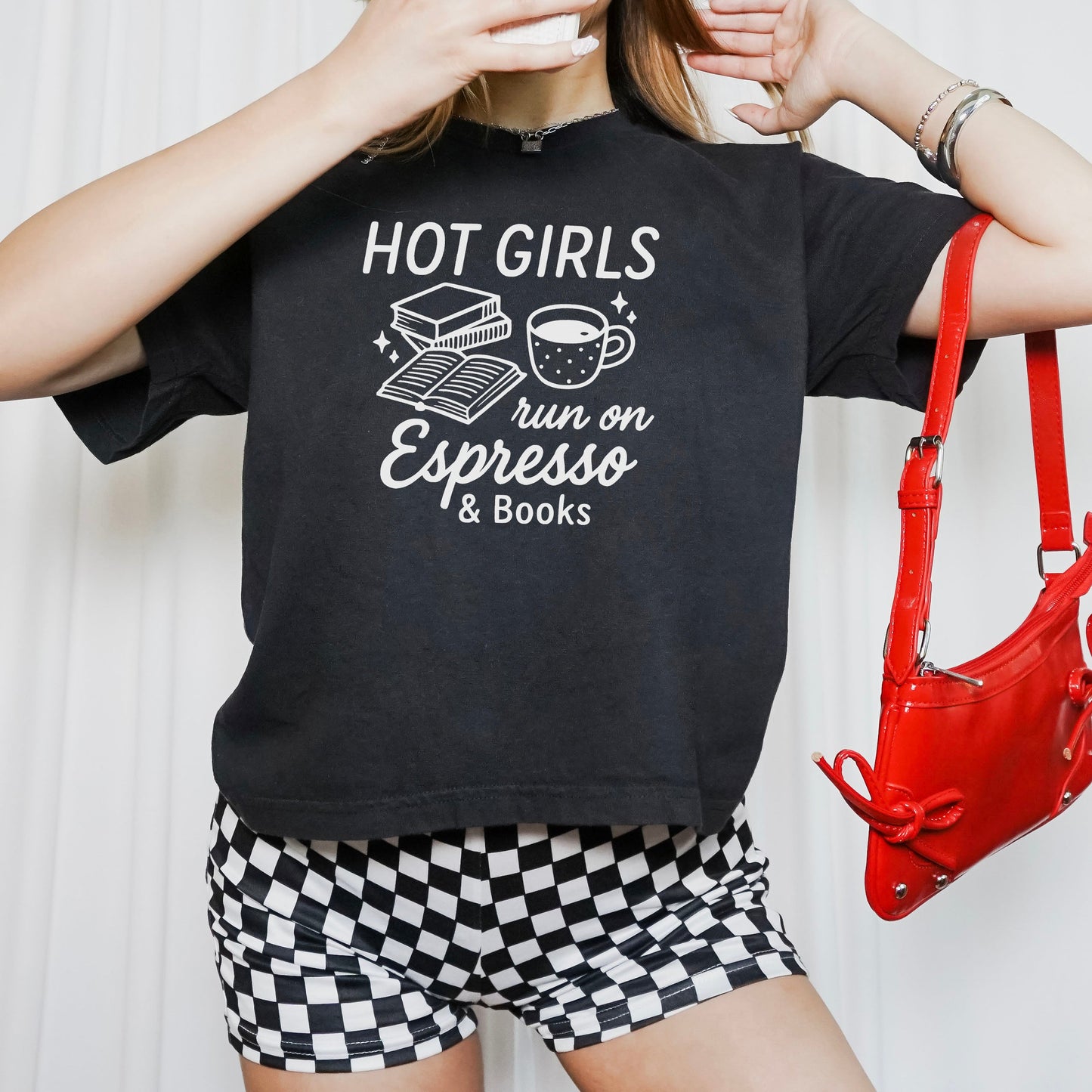 Hot Girls Run On Espresso And Books Heavyweight Comfort Colors Boxy Cropped Shirt