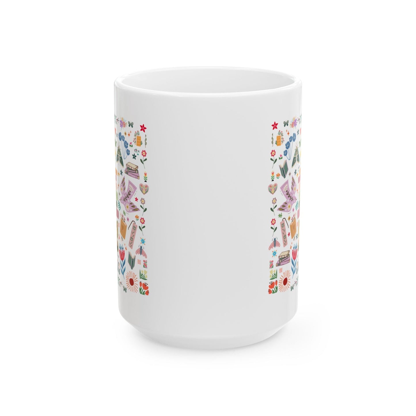 Bookish Folk Art Coffee Mug for Book Lover
